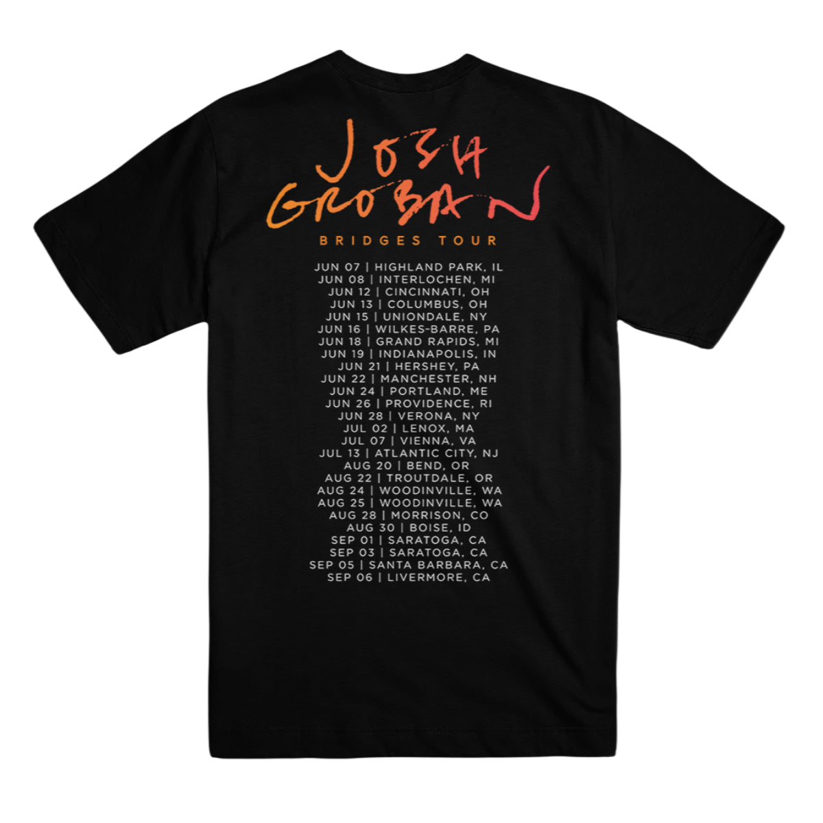 Josh Groban Bridges Tour Sun Tee